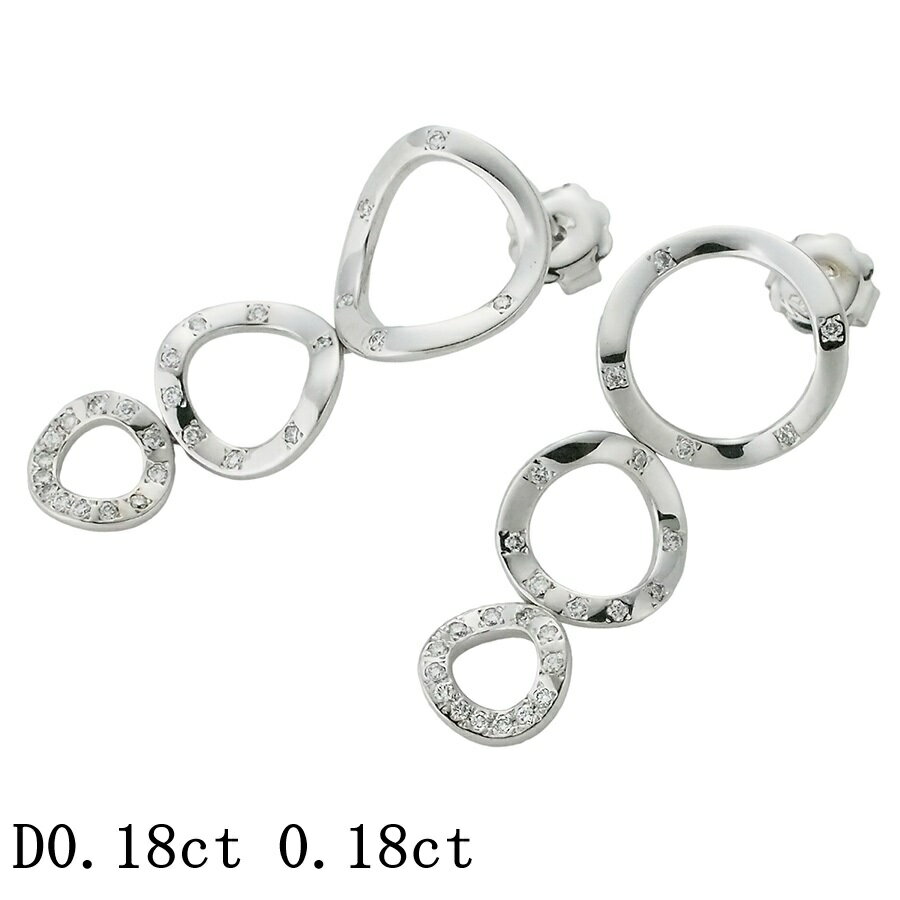 乐天商城 - ミキモト ダイヤモンド/0.18ct×2 サークル ピアス K18WG【中古】【JS1919】