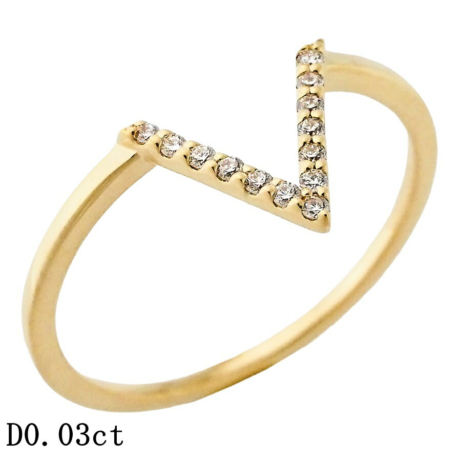 Rakuten - エテ ダイヤモンド/0.03ct Vライン リング K18YG 9号【中古】【JS1908】