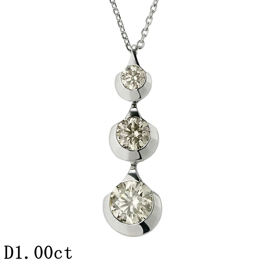 Rakuten - カシケイ ダイヤモンド/1.00ct アンフォゲッタブル ネックレス K18WG【中古】【JS1910】