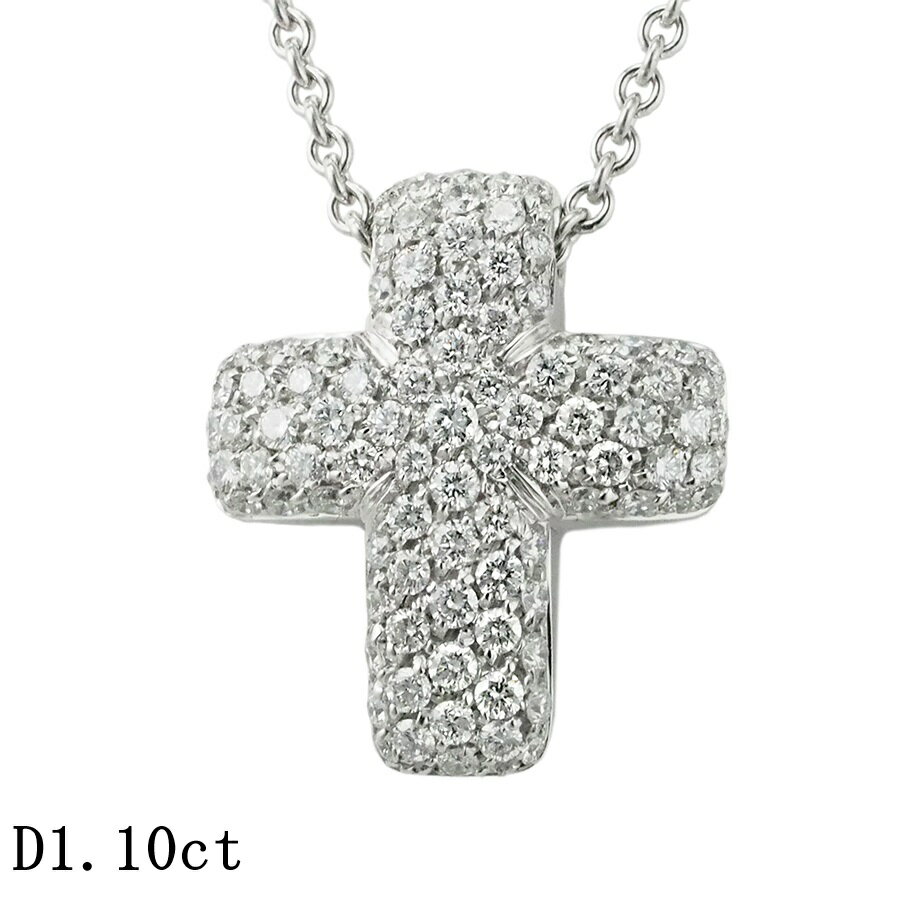 Rakuten - ポンテヴェキオ ダイヤモンド/1.10ct クロスモチーフ ネックレス K18WG【中古】【JS1913】