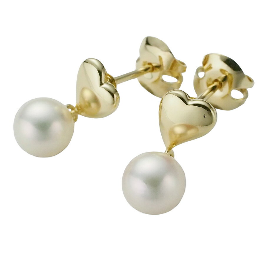 Rakuten - ミキモト パール/6.0mm ハートモチーフ ピアス K18YG【中古】【JS1917】