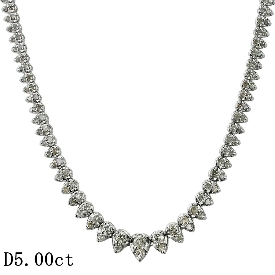 Rakuten - ダイヤモンド/5.00ct デザイン ネックレス K18WG【中古】【JS1908】