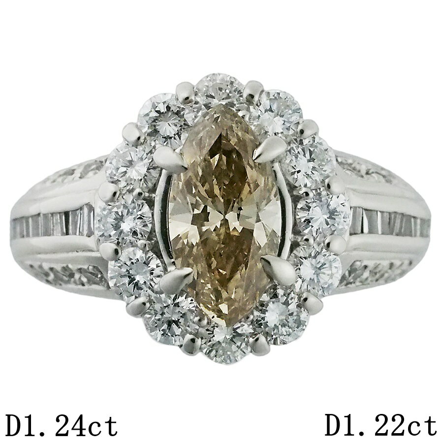 Rakuten - マーキスカットダイヤモンド/1.24ct ダイヤ/1.22ct デザイン リング Pt900 13号【中古】【JS1927】