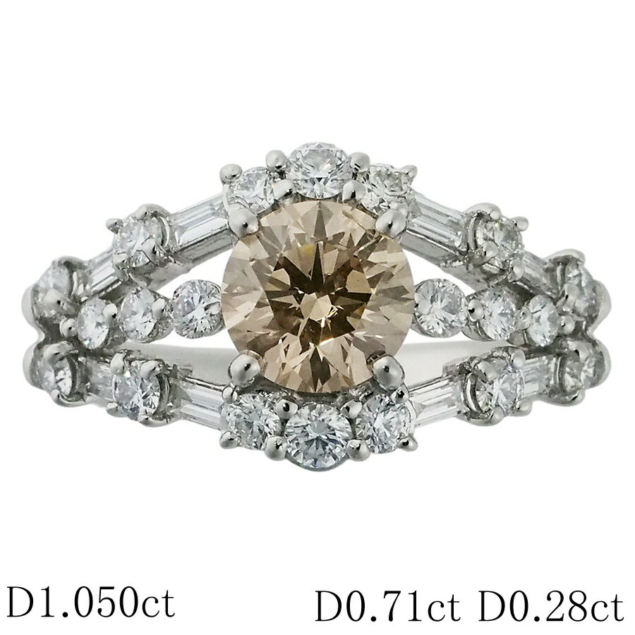 乐天商城 - ダイヤモンド/1.050ct ダイヤ/0.71ct ダイヤ/0.28ct デザイン リング Pt900 10.5号【中古】【JS1906】