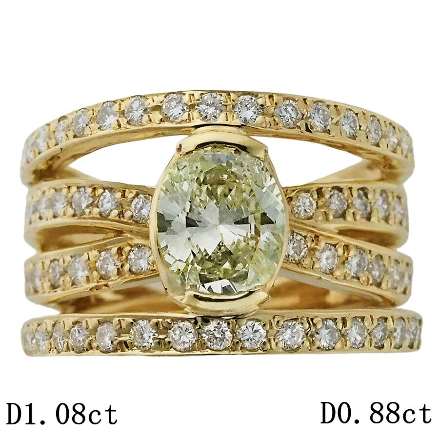 Rakuten - ダイヤモンド/1.08ct ダイヤ/0.88ct デザイン リング K18YG 13号【中古】【JS1915】