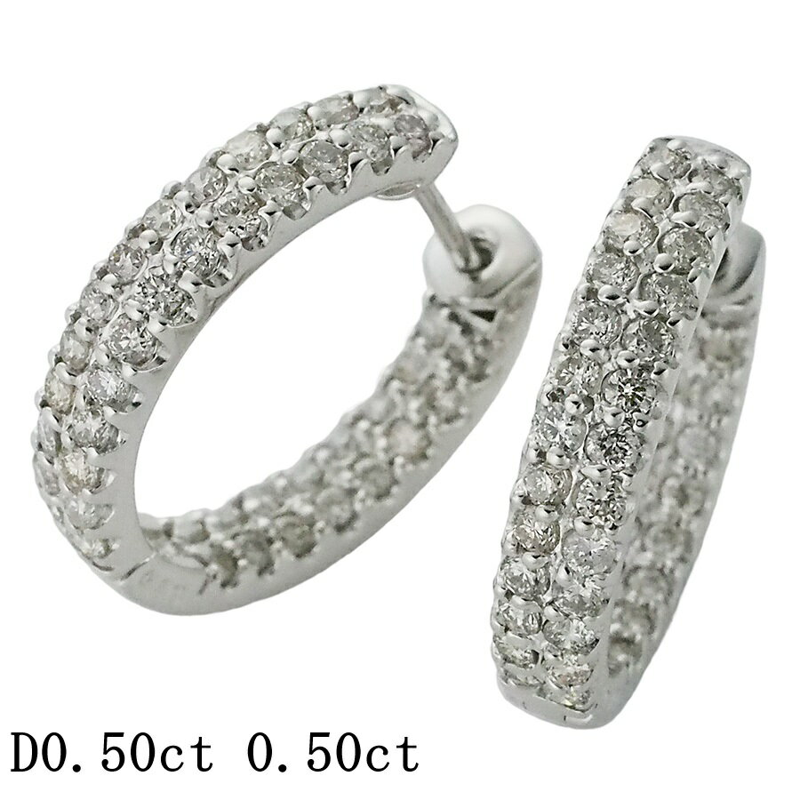 Rakuten - ダイヤモンド/0.50ct×2 デザイン ピアス K18WG【中古】【JS1915】