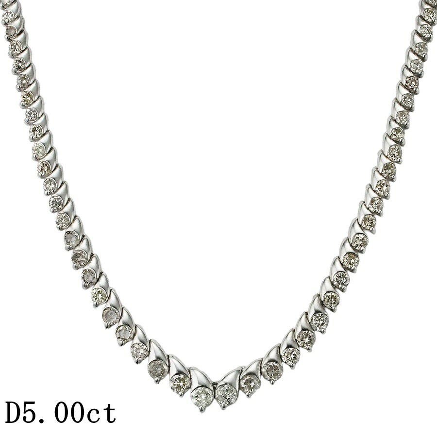 Rakuten - ダイヤモンド/5.00ct デザイン ネックレス K18WG【中古】【JS1908】