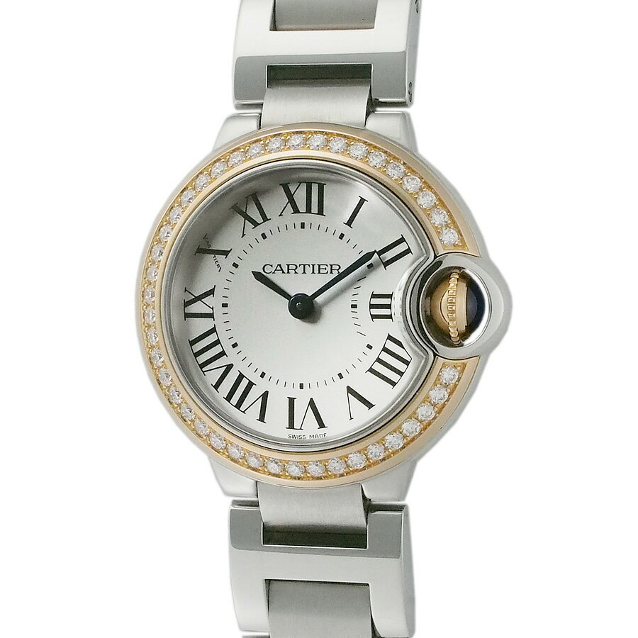 カルティエ バロンブルー SM 純正ダイヤベゼル WE902079 箱・Gカード付【中古】【JS1922】