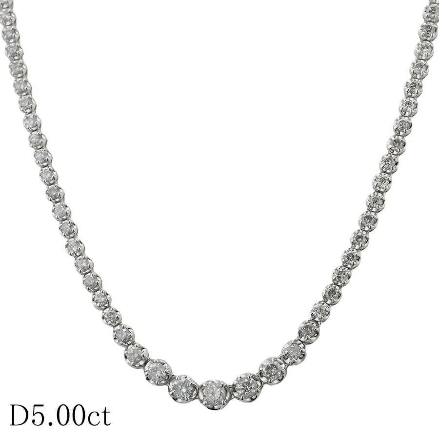 Rakuten - ダイヤモンド/5.00ct テニス ネックレス K18WG【中古】【JS1921】