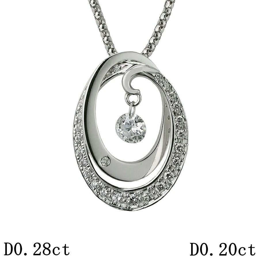 Rakuten - ダイヤモンド/0.28ct ダイヤ/0.20ct デザイン ネックレス Pt900 /K18WG【中古】【JS1927】