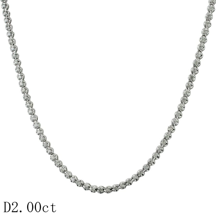 Rakuten - ダイヤモンド/2.00ct テニス ネックレス K18WG【中古】【JS1932】