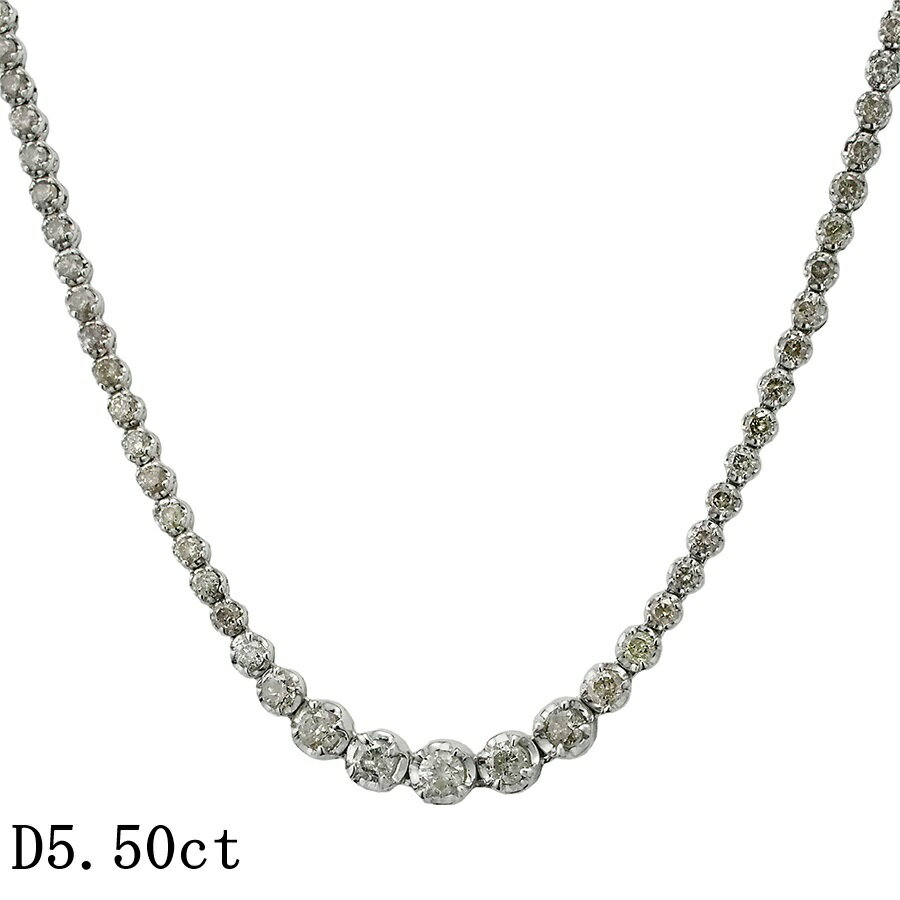 乐天商城 - ダイヤモンド/5.50ct テニス ネックレス K18WG【中古】【JS1925】