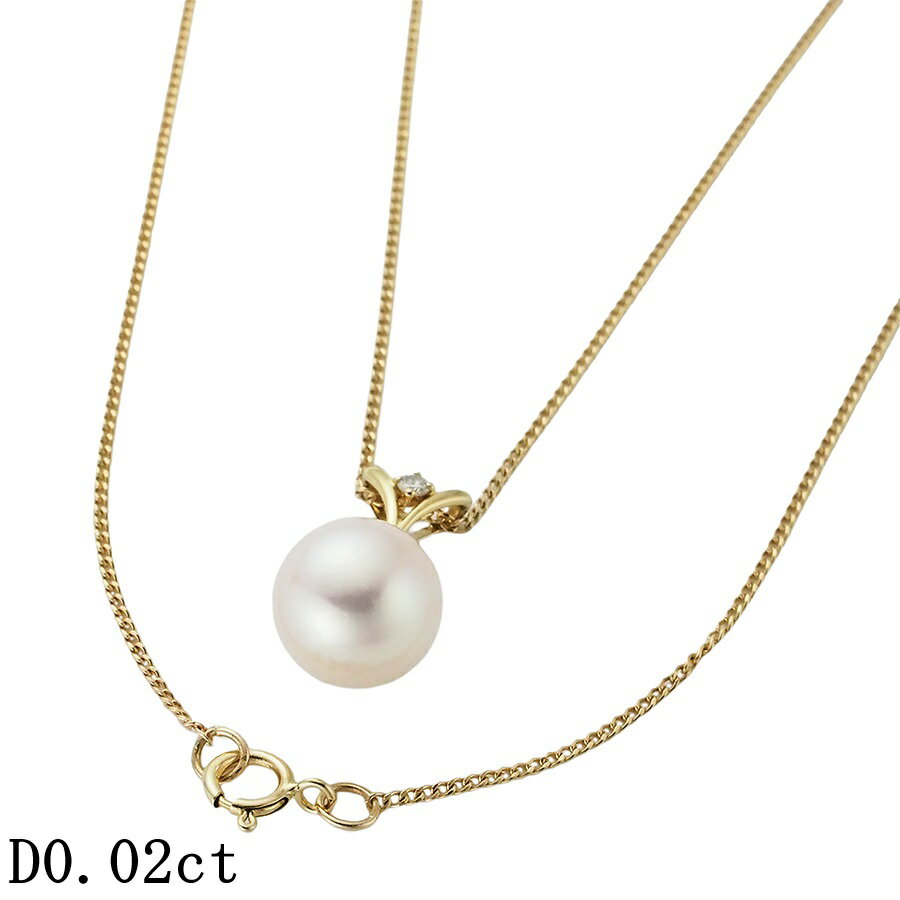 樂天商城 - パール/9.1mm ダイヤモンド/0.02ct ネックレス K18YG【中古】【JS1928】