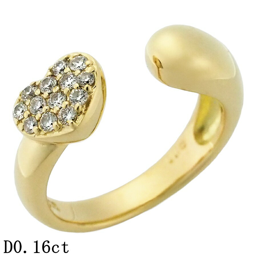 乐天商城 - ポンテヴェキオ ダイヤモンド/0.16ct ハートモチーフ リング K18YG 6号【中古】【JS1928】