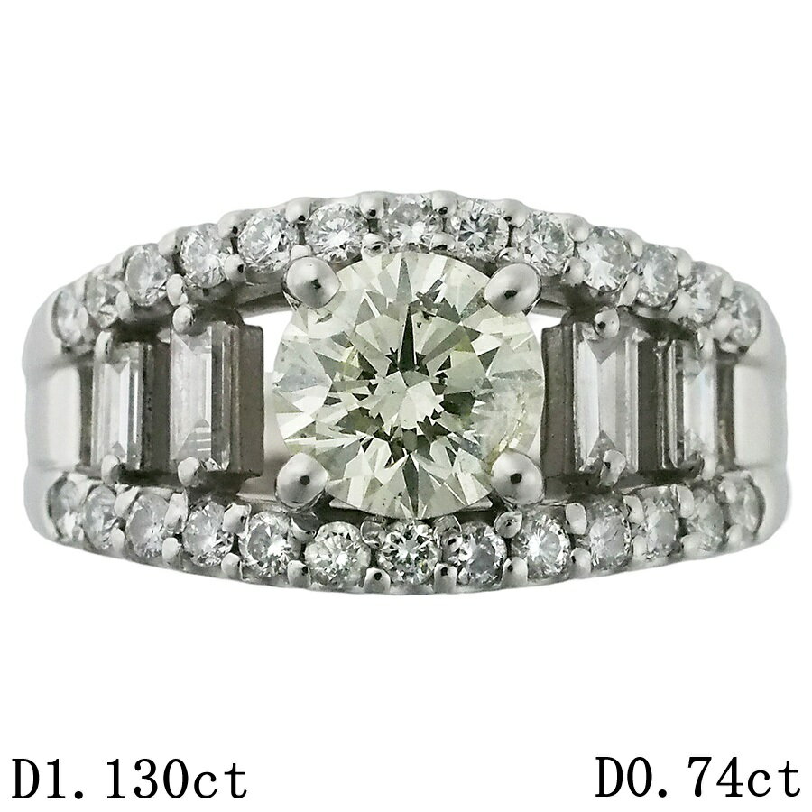 Rakuten - ダイヤモンド/1.130ct ダイヤ/0.74ct デザイン リング Pt900 12号【中古】【JS1927】