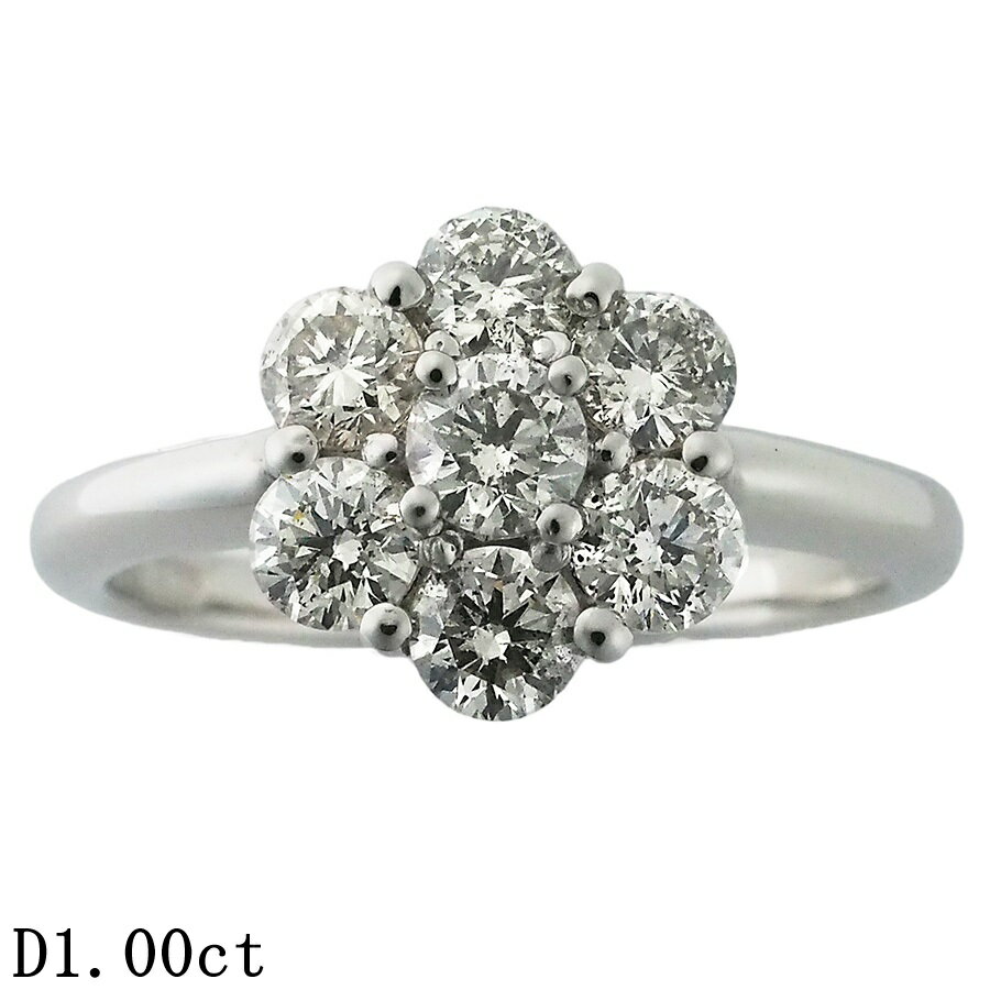 乐天商城 - ダイヤモンド/1.00ct フラワーモチーフ リング Pt900 12号【中古】【JS1927】