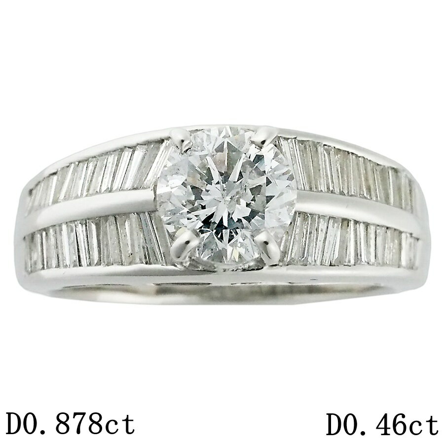 Rakuten - F-I1-F ダイヤモンド/0.878ct ダイヤ/0.46ct リング Pt900 8号 ソーティング付【中古】【JS1934】