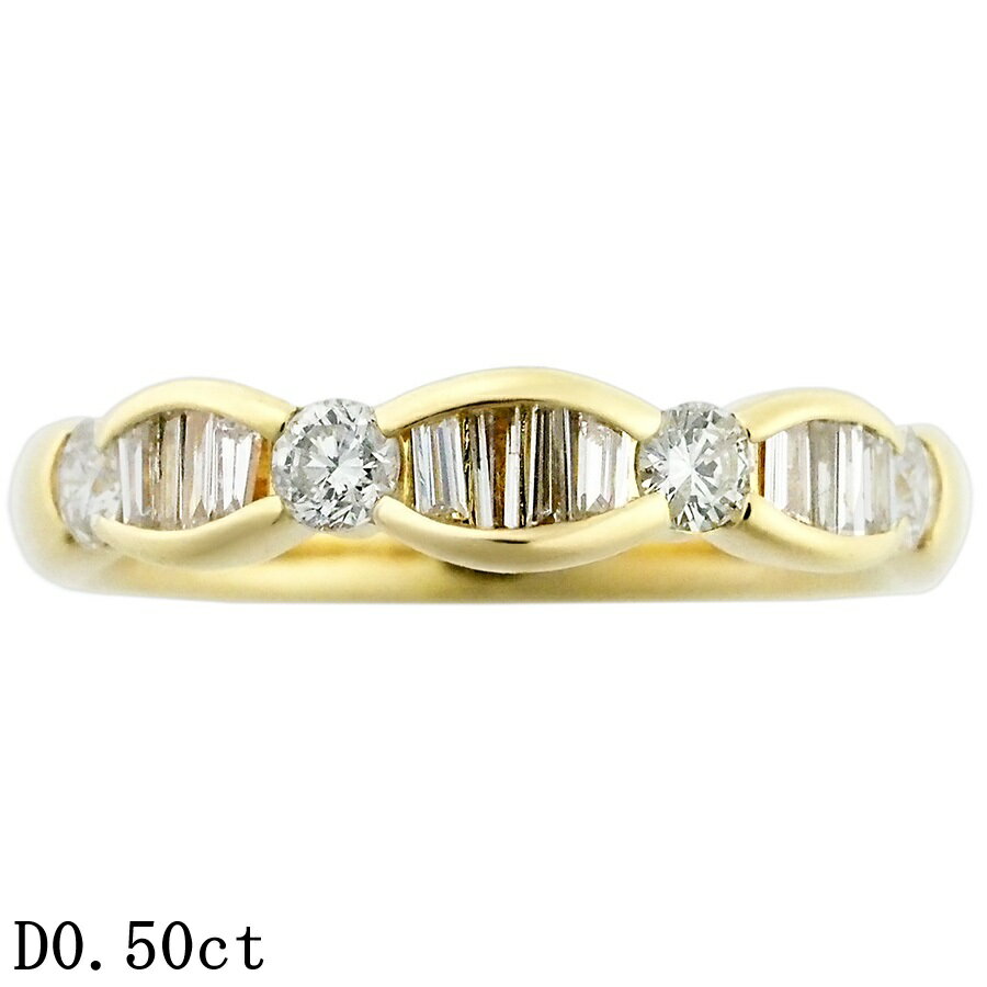 樂天商城 - ダイヤモンド/0.50ct デザイン リング K18YG 10.5号【中古】【JS1938】