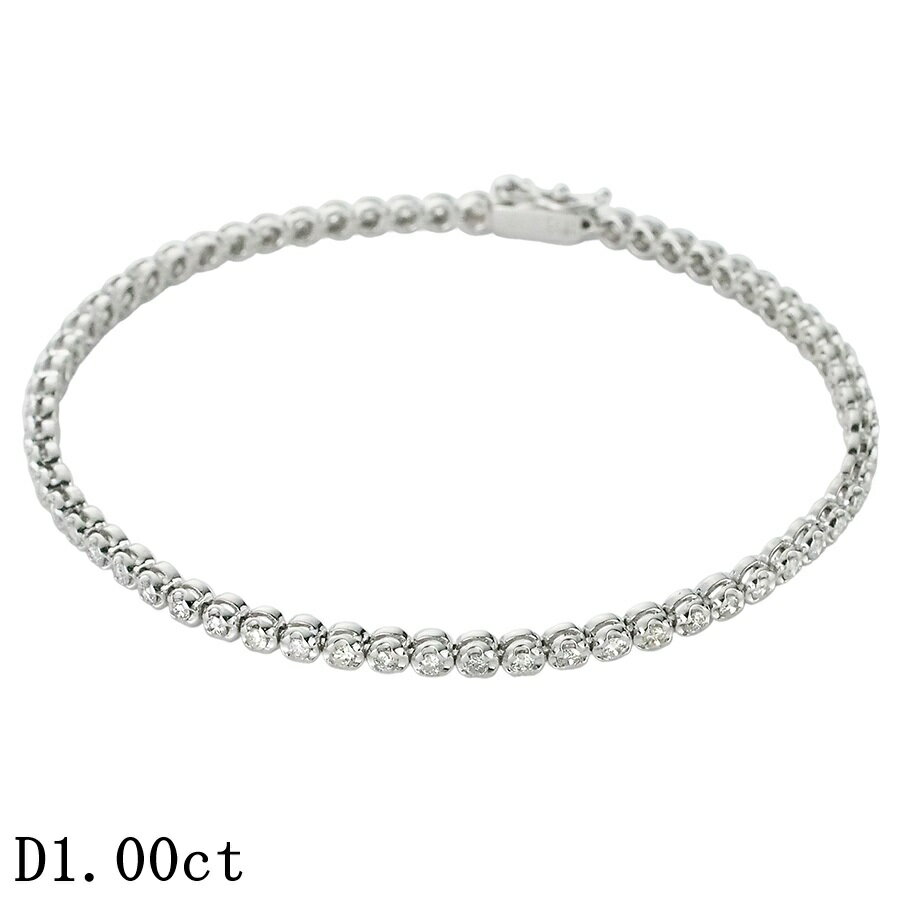 ブランドノーブランド 商品名 ダイヤモンド/1.00ct テニス ブレスレット型番—サイズ全長 約18.1cm(金具含む)内周 約17.5cm幅 約2.7mm(金具含まず)重量 6.4g素材K18WG 刻印K18 1.00付属品当店オリジナルボックスランクSA状態／備考仕上済※商品に対してご不明点等がございましたら、質問欄よりご連絡ください。※石のサイズ記載が無い場合は刻印無しの為サイズ不明扱いとさせていただいております。商品管理番号I9874【JS1945】