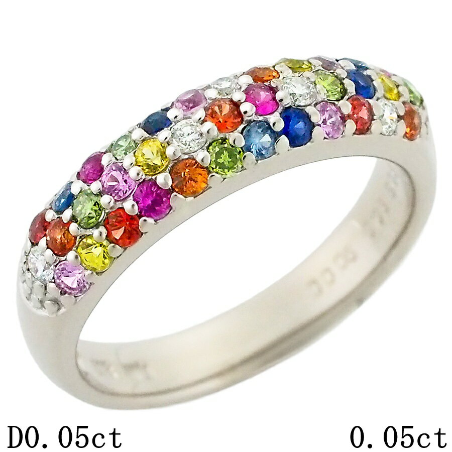 樂天商城 - ポンテヴェキオ ダイヤモンド/0.05ct 0.05ct サファイヤ/0.36ct エテルノ・ファミリー エモツィオーネ リング K18WG 5号【中古】【JS1944】