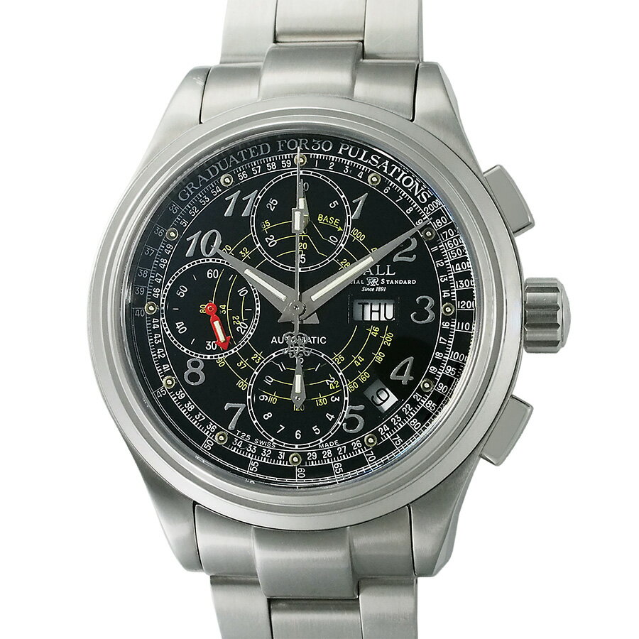 ボールウォッチ トレインマスター パルスメーター クロノグラフ CM1010D-SCJ-BK 箱付【中古】【JS1949】
