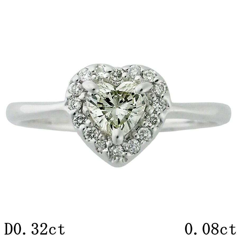 乐天商城 - ダイヤモンド/0.32ct ダイヤ/0.08ct ハートモチーフ リング K18WG 11号【中古】【JS1939】