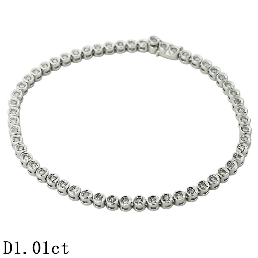 Pink - ダイヤモンド/1.01ct テニス ブレスレット Pt850【中古】【JS1938】