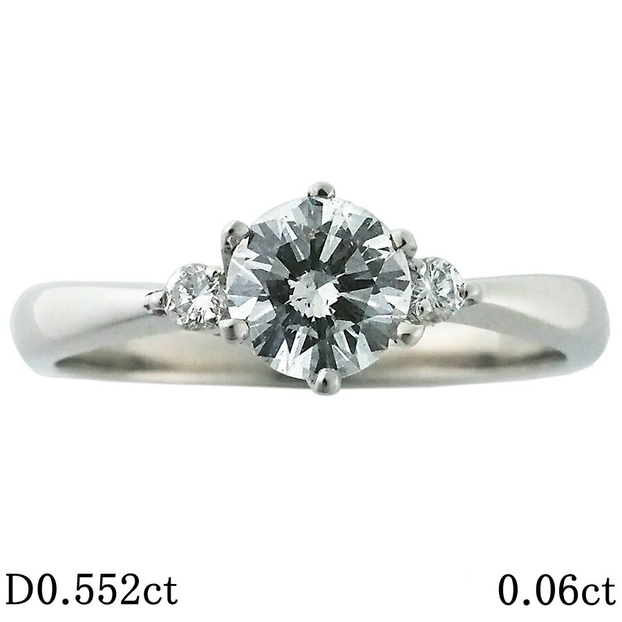 H-SI2-VG ダイヤモンド/0.552ct ダイヤ/0.06ct デザイン リング Pt900 12号 ソーテ...