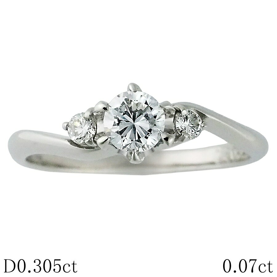 E-SI2-F ダイヤモンド/0.305ct ダイヤ/0.07ct デザイン リング Pt900 10.5号 ソー...