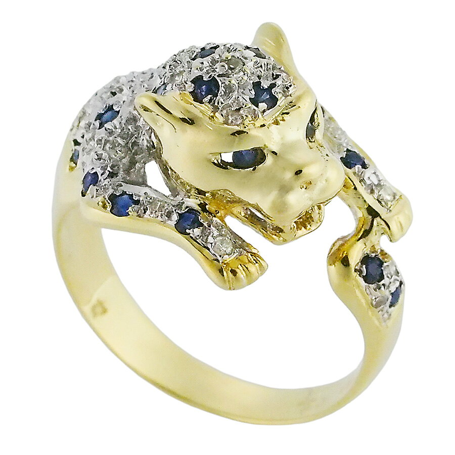 新品✨K18 パンサー リング 天然エメラルド0.04ct ダイヤ 11号 豹 楽天