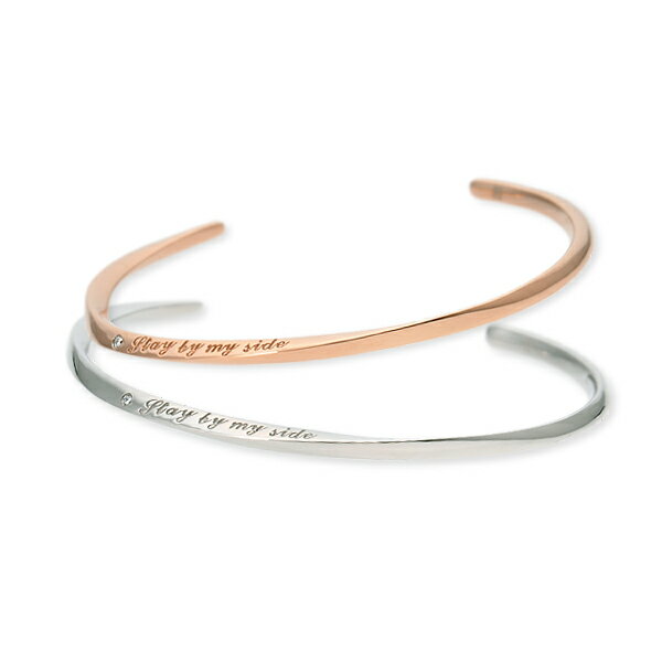 white clover ステンレス ペアバングル ダイヤモンド ブレスレット つけっぱなし 金属アレルギー お揃い 彼女 彼氏 レディース メンズ カップル ...