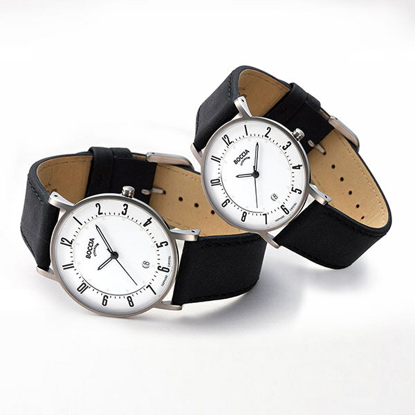レザーペアウォッチ BOCCIA TITANIUM ペア カップル お揃い 誕生日プレゼント ギフト アレルギー対応 刻印 名入れ チタン