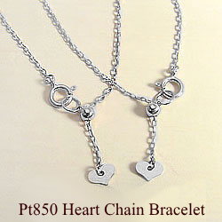 ブレスレット ハートパーツ付き アズキチェーン プラチナ Pt850 アズキ チェーン スライド式 夏アクセサリー おすすめ プレゼント 受注製作