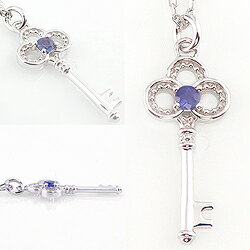 キーネックレス 鍵 モチーフ サファイア ネックレス 9月誕生石 18金 ペンダント カラーストーン 誕生日 ネックレス レディース チェーン シンプル 新生活 在宅 ファッション