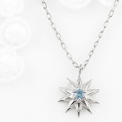 Rakuten - ブルートパーズ ネックレス 太陽 モチーフ たいよう 11月誕生石 10金 ペンダント カラーストーン 誕生日 ネックレス レディース チェーン シンプル プレゼント 受注製作