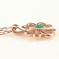 ジュエリーアイのエメラルド ネックレス 四葉のクローバー モチーフ Clover 5月誕生石 10金 ペンダント カラーストーン 誕生日 ネックレス レディース チェーン シンプル プレゼント 受注製作｜アングル2