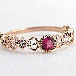 ルビーリング K10PG 7月誕生石 ピンクゴールドK10 ダイヤモンド ピンキーリング 指輪 カラー ストーン ファランジリング ミディリング bs07 おす...