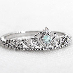 ティアラアクアマリンリングK10W...