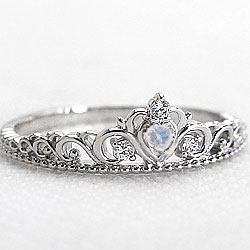 ティアラ ブルームーンストーンリング 6月誕生石 指輪 K18WG ホワイトゴールドK18 ピンキーリング ダイヤモンド ファランジリング ミディリング カラーストーン bs06 おすすめ ギフト プレゼント 受注製作 クリスマス