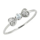 【スーパーDEAL 20%ポイント還元】 アクアマリンリング 3月誕生石 プラチナ リボン ハート モチーフ 指輪 Pt900 ピンキーリング カラーストーン おすすめ ギフト プレゼント 受注製作