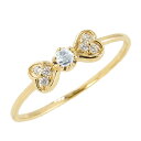 【スーパーDEAL 20%ポイント還元】 アクアマリンリング 3月誕生石 18金 リボン ハート モチーフ 指輪 K18 ピンキーリング カラーストーン おすすめ ギフト プレゼント 受注製作