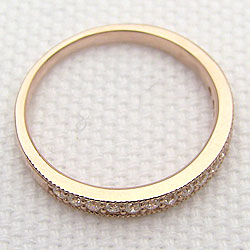 ハーフ エタニティリング ミル打ち ダイヤモンドリング ピンクゴールドK18 エンゲージリング 0.20ct 18金 指輪 レディース ピンキーリング おすすめ プレゼント