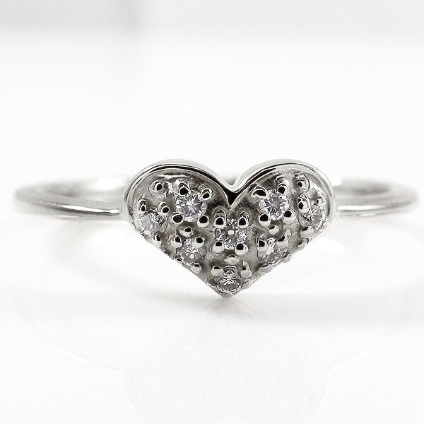 ハートリング パヴェ ダイヤモンドリング 18金 ホワイトゴールドK18 指輪 レディース ピンキーリング 婚約 記念日 贈り物 おすすめ ギフト プレゼント 受注製作 クリスマス