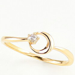 ムーンリング 月モチーフ リング 指輪 レディース ダイヤモンドリング 10金 ピンキーリング moon ゴールド ダイヤリング ジュエリー オシャレ 大人 お...