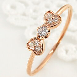 リボンリングハート18金指輪レディ...