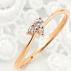 樂天商城 - 指輪 レディース ダイヤモンドリング ハート 婚約指輪 18金 3石 トリロジー 3ストーン ゴールド ピンキーリング 1号〜 指輪 ジュエリー おすすめ プレゼント