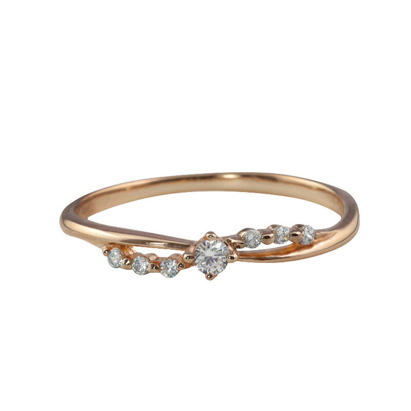 指輪 レディース ダイヤモンドリング 婚約指輪 10金 7石 セブンストーン クロス ゴールド ピンキーリング 1号〜 おすすめ プレゼント