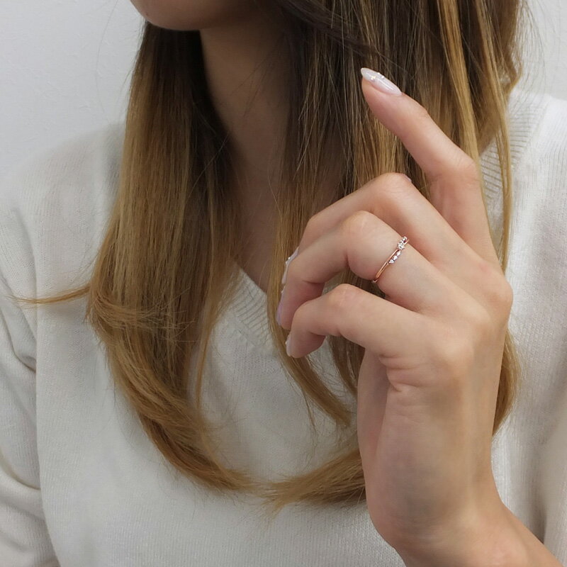 指輪 レディース ダイヤモンド リング 婚約指輪 10金 7石 セブンストーン クロス ゴールド ピンキーリング 1号～ おすすめ ギフト プレゼント 受注製作