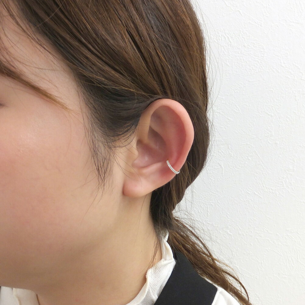 【お試し価格】 イヤーカフ ダイヤ エタニティ ダイヤモンド シンプル プラチナ ダイヤモンド 12石 0.10ct Pt900 4月誕生石 プレゼント 受注製作