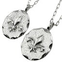 ペアネックレス プラチナ ユリの紋章 フルールドリス 一粒ダイヤモンド 1石 ペンダント 2本セット ネックレス チェーン ペア Pt900 Pt850 文字入...